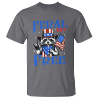 Patriotic Raccoon 4th of July T Shirt Feral But Free USA Flag - Wonder Print Shop
