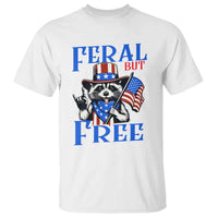Patriotic Raccoon 4th of July T Shirt Feral But Free USA Flag - Wonder Print Shop