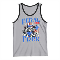 Patriotic Raccoon 4th of July Tank Top Feral But Free USA Flag - Wonder Print Shop