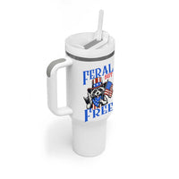Patriotic Raccoon 4th of July Tumbler With Handle Feral But Free USA Flag - Wonder Print Shop