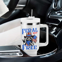 Patriotic Raccoon 4th of July Tumbler With Handle Feral But Free USA Flag - Wonder Print Shop