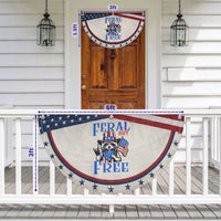 Raccoon 4th of July Patriotic Fan Flag Feral But Free USA Flag