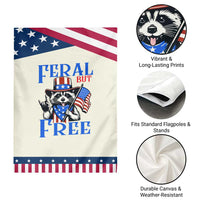Patriotic Raccoon 4th of July Garden Flag Feral But Free USA Flag