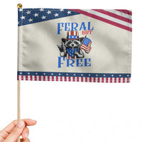 Raccoon 4th of July Patriotic Handheld Flag Feral But Free USA Flag