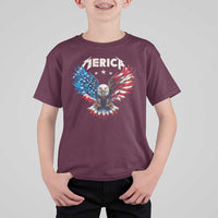 Bald Eagle Merica T Shirt For Kid USA American Flag Patriotic 4th of July - Wonder Print Shop