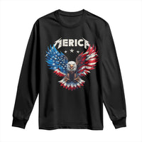 Bald Eagle Merica Long Sleeve Shirt USA American Flag Patriotic 4th of July - Wonder Print Shop