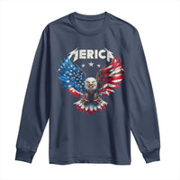 Bald Eagle Merica Long Sleeve Shirt USA American Flag Patriotic 4th of July - Wonder Print Shop