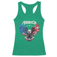 Bald Eagle Merica Racerback Tank Top USA American Flag Patriotic 4th of July - Wonder Print Shop