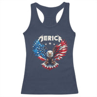 Bald Eagle Merica Racerback Tank Top USA American Flag Patriotic 4th of July - Wonder Print Shop