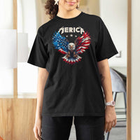 Bald Eagle Merica T Shirt For Women USA American Flag Patriotic 4th of July - Wonder Print Shop