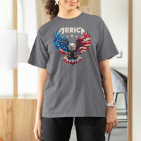 Bald Eagle Merica T Shirt For Women USA American Flag Patriotic 4th of July - Wonder Print Shop