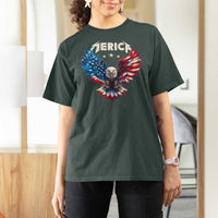 Bald Eagle Merica T Shirt For Women USA American Flag Patriotic 4th of July - Wonder Print Shop