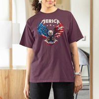 Bald Eagle Merica T Shirt For Women USA American Flag Patriotic 4th of July - Wonder Print Shop