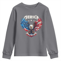 Bald Eagle Merica Youth Sweatshirt USA American Flag Patriotic 4th of July - Wonder Print Shop