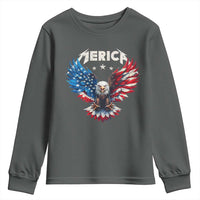 Bald Eagle Merica Youth Sweatshirt USA American Flag Patriotic 4th of July - Wonder Print Shop