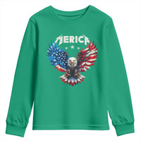 Bald Eagle Merica Youth Sweatshirt USA American Flag Patriotic 4th of July - Wonder Print Shop