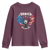 Bald Eagle Merica Youth Sweatshirt USA American Flag Patriotic 4th of July - Wonder Print Shop