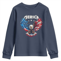 Bald Eagle Merica Youth Sweatshirt USA American Flag Patriotic 4th of July - Wonder Print Shop