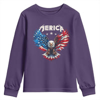 Bald Eagle Merica Youth Sweatshirt USA American Flag Patriotic 4th of July - Wonder Print Shop