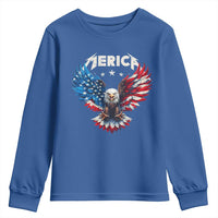 Bald Eagle Merica Youth Sweatshirt USA American Flag Patriotic 4th of July - Wonder Print Shop