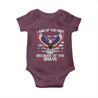 Land of the Free Because of the Brave Baby Onesie American Flag Patriotic Eagle 4th of July - Wonder Print Shop
