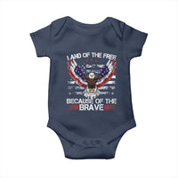 Land of the Free Because of the Brave Baby Onesie American Flag Patriotic Eagle 4th of July - Wonder Print Shop
