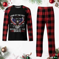 Land of the Free Because of the Brave Plaid Pajama Set American Flag Patriotic Eagle 4th of July - Wonder Print Shop
