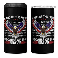Land of the Free Because of the Brave 4 in 1 Can Cooler Tumbler American Flag Patriotic Eagle 4th of July - Wonder Print Shop