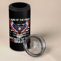 Land of the Free Because of the Brave 4 in 1 Can Cooler Tumbler American Flag Patriotic Eagle 4th of July - Wonder Print Shop