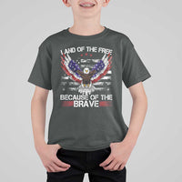 Land of the Free Because of the Brave T Shirt For Kid American Flag Patriotic Eagle 4th of July - Wonder Print Shop