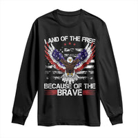 Land of the Free Because of the Brave Long Sleeve Shirt American Flag Patriotic Eagle 4th of July - Wonder Print Shop