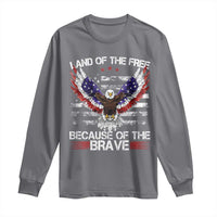 Land of the Free Because of the Brave Long Sleeve Shirt American Flag Patriotic Eagle 4th of July - Wonder Print Shop