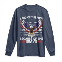 Land of the Free Because of the Brave Long Sleeve Shirt American Flag Patriotic Eagle 4th of July - Wonder Print Shop