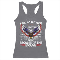 Land of the Free Because of the Brave Racerback Tank Top American Flag Patriotic Eagle 4th of July - Wonder Print Shop