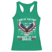 Land of the Free Because of the Brave Racerback Tank Top American Flag Patriotic Eagle 4th of July - Wonder Print Shop