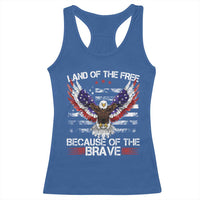Land of the Free Because of the Brave Racerback Tank Top American Flag Patriotic Eagle 4th of July - Wonder Print Shop