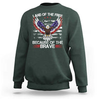 Land of the Free Because of the Brave Sweatshirt American Flag Patriotic Eagle 4th of July - Wonder Print Shop