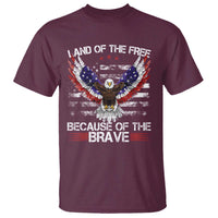 Land of the Free Because of the Brave T Shirt American Flag Patriotic Eagle 4th of July - Wonder Print Shop