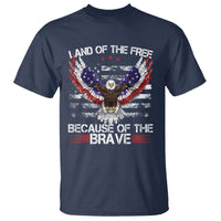 Land of the Free Because of the Brave T Shirt American Flag Patriotic Eagle 4th of July - Wonder Print Shop