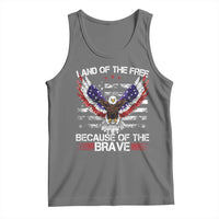 Land of the Free Because of the Brave Tank Top American Flag Patriotic Eagle 4th of July - Wonder Print Shop