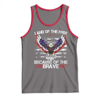 Land of the Free Because of the Brave Tank Top American Flag Patriotic Eagle 4th of July - Wonder Print Shop