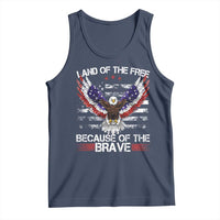 Land of the Free Because of the Brave Tank Top American Flag Patriotic Eagle 4th of July - Wonder Print Shop
