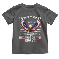 Land of the Free Because of the Brave Toddler T Shirt American Flag Patriotic Eagle 4th of July - Wonder Print Shop
