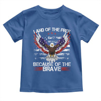 Land of the Free Because of the Brave Toddler T Shirt American Flag Patriotic Eagle 4th of July - Wonder Print Shop