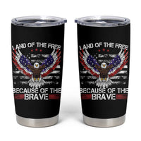 Land of the Free Because of the Brave Tumbler Cup American Flag Patriotic Eagle 4th of July - Wonder Print Shop