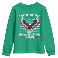 Land of the Free Because of the Brave Youth Sweatshirt American Flag Patriotic Eagle 4th of July - Wonder Print Shop