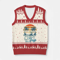 Beach Trip 2025 V-Neck Knit Sweater Vest Summer Vacation Vintage 70's Retro - Wonder Print Shop