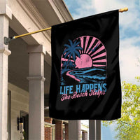 Life Happens The Beach Helps Garden Flag Retro Coastal Ocean Therapy Cute Summer Vibes - Wonder Print Shop
