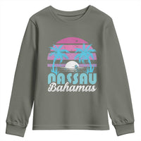 Vintage Nassau Youth Sweatshirt Tropical Island Palm Trees Beach Bahamas Vacation - Wonder Print Shop