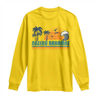Vintage Nassau Long Sleeve Shirt Bahamas Vacation Beach Summer Retro Sunset - Wonder Print Shop